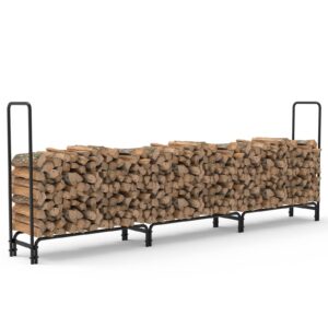 unho Log Storage Firewood Rack: 12FT Outdoor Log Rack Stand Large Metal Log Holder Heavy Duty Tubular Steel Wood Stacker for Garden Patio Deck