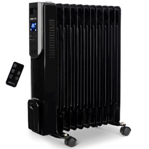 MONHOUSE Oil Filled Radiator - Energy Efficient 11 Fin Portable Electric Heater - Built In Thermostat & Digital Display - Remote Control