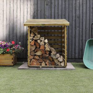 Outdoor Pressure Treated Single Garden Log Store Storage