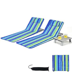 COSTWAY 3 Piece Folding Beach Sun Mat Set