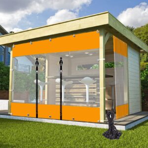 LGJEGD Clear Vinyl Curtain with Tarp Panel and Zipped Door