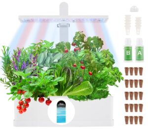 Hydroponics Growing System 9 Pods Indoor Herb Garden Kit 23.4'' Height Adjustable Gardening System with Led Smart Hydroponics Herb Garden for Home Kitchen Laboratory