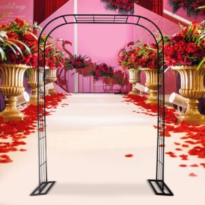 Square Wedding Arch Metal Garden Arch Rose Arch Metal DIY Party Entrance Black Metal Arch Balloon Arch with Stand 303 x 222 cm Rose Arch Metal