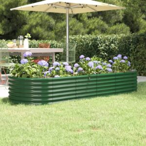 Susany Garden Planter Metal Raised Bed Garden Outdoor Balcony Planter Raised Garden Bed Powder-coated Steel 224x80x36 cm Gree