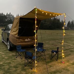 Portable Camping Car Trunk Tent Portable Waterproof SUV Awning Shelter Rear Sunshade Canopy Brown