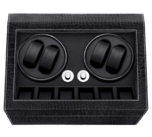 HBselect Automatic Watch Winder (British Plug) 5 Rotation Models with 4 Watch Winder Positions and 6 Display Storage Spaces for Men and Women Watches