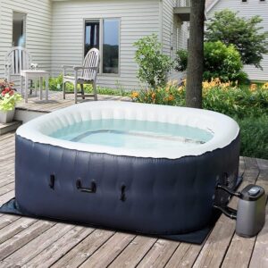 UNIONLINE 4-6 Person Inflatable Square Hot Tub 180.3 x 67.8cm Blow Up Spa with 108 Bubble Jets
