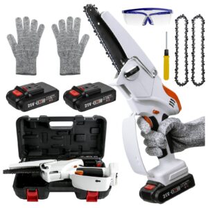 Mini Chainsaw 6-Inch Cordless Electric Chainsaw with 2 x 1.5AH Batteries and Charger