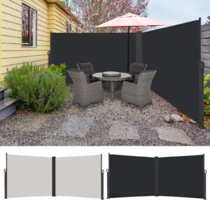 HENGMEI Double Side Awning Retractable Outdoor Privacy Screen UV Protection for Garden