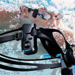 pchmodel Bone Conduction Headphones Swimming IPX8 Bluetooth-compatible Goggles Headset Sports Fitness Noise Cancelling Headphone 8GB Hands-free Skiing(Color:black)