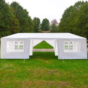 3m x 9m Marquee Gazebo With 8 Sides Waterproof Garden Gazebo Shelter Marquees Party Tent Beach Wedding Water Resistant Awning Canopy Outdoor White (Eight Sides)