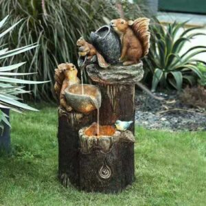 WGTCZY Squirrel/Duck Solar Powered Water Feature Outdoor/Indoor Sculpture