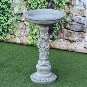 ONEFOLD - ROSE BIRD BATH HAND CAST STONE GARDEN ORNAMENT | LARGE FEEDER | FROST PROOF