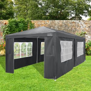 Gazebo by Garden Universe 3m x 6m in Grey Steel Frame Marquee Canopy Party Tent GAZ04-Grey (We do not ship to CI or IOW.)