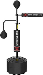 GRAFT 3-IN-1 Freestanding Boxing Punching Bag Height Adjustable 3D Spinning Bar Stand with 2 Speed Balls Freestanding Workout Punching Ball Speed Bag By MAXSTRENGTH