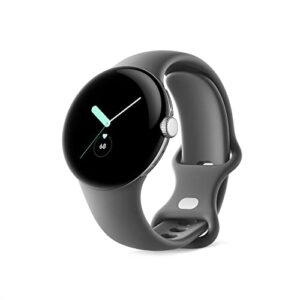 Google Pixel Watch – Android smartwatch with activity tracking – Heart rate tracking watch – Polished Silver Stainless Steel case with Charcoal Active band
