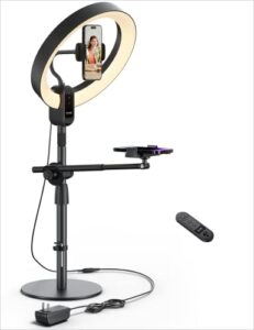 Viozon Overhead Live Stand with 12" LED Ring Light