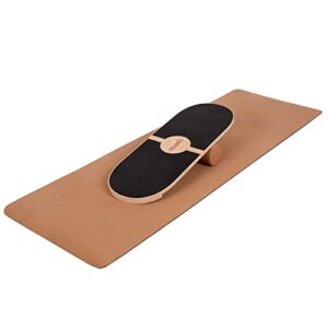 Selonis Balance Board For Adults And Kids Wooden Roller Board Gymnastics Training And Coordination Exercises Fitness Yoga Stability Sport Physiotherapy Workout - Available With Mat And Without Ma