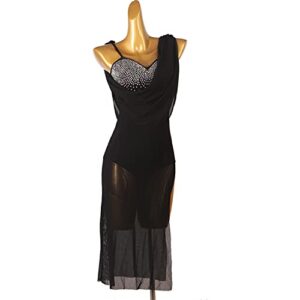 JRUIA Latin Dance Performance Dress Salsa Competition Skirt for Women Tango Modern Outfit Ballroom Costume with Rhinestones
