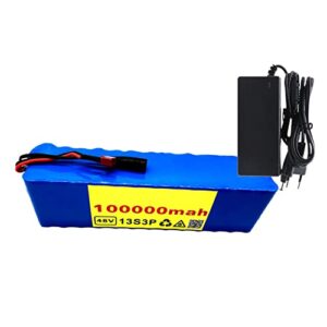 48V 100Ah E-Bike Li-Ion Battery 1000W High Power Battery 100000Mah 18650 Electric Bicycles Lithium Battery Pack Power Tools Electric Scooters with BMS + 54.6V 2A Charge