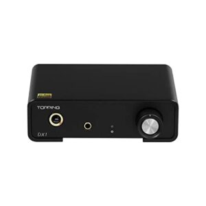 TOPPING DX1 DAC Headphone Amplifier AK4493S XU208 DSD256 PCM384kHz USB DAC Mini Desktop HIFI Audio Decoder with High and Low Gain RCA/6.35mm/3.5mm Headphone Output DAC Amplifier (Black)