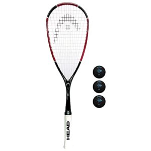 Head Nano Ti 110 Squash Racket & 3 Squash Balls