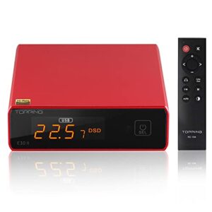 Topping E30 II DAC HiFi 2 x AK4493S Amplifier Direct Mode Decoder for USB/Coax/Opt Inputs Stereo Digital Audio Decoder PCM 32bit 768kHz DSD512 Native Red