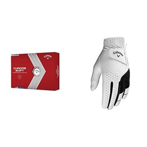 Callaway Golf Chrome Soft Golf Balls (2022 edition) & Men's Golf Gloves Weather Spann 2PK Left Hand