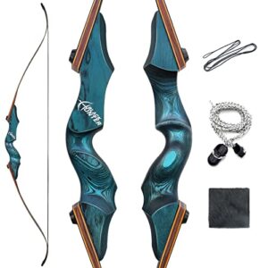 OUBOTER Black Hunter Recurve Bow Left Hand 60 Inch Archery Hunting Bow 20-60lbs Wooden Riser Left Hand Bow for Hunting Target Shooting