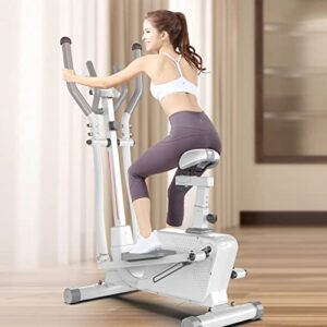 Indoor Elliptical Cross Trainer and Cycling Machine with 16 Resistance Levels Adjustable Seat Digital Monitor and Tablet Holde
