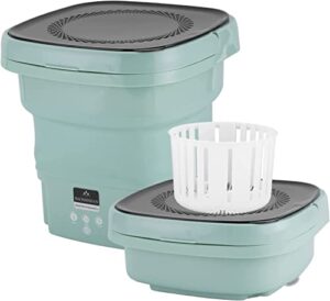 Mini Foldable Washing Machine Portable Washing Machine 4.5L Ultrasonic Cleaning Blue Ray sterilization Automatic Washer with Spin Dryer For Washing Underwear (Green)