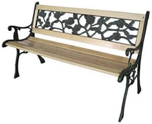 FEFE® Outdoor Wooden 3 Seater Cross Rose Garden Bench Park Seat with Cast Iron Leg UK Selle