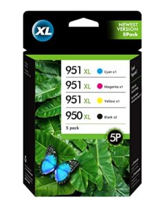 950/951 XL Combo Pack High Yield Replacement for HP 950XL 951XL Ink Cartridges for OfficeJet Pro 8600 8610 8615 8620 8625 8100 276dw 251dw (2BK/C/M/Y)