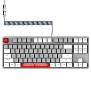 AJAZZ AK873-75% Wired Gaming Keyboard with Coiled Usb C Cable-Hot Swappable Red Switch Mechanical Keyboard-LIGHTSYNC RGB TKL 80% Compact 87 Keys PBT Keycaps-Detachable Magnetic Upper Cover for PC/Mac