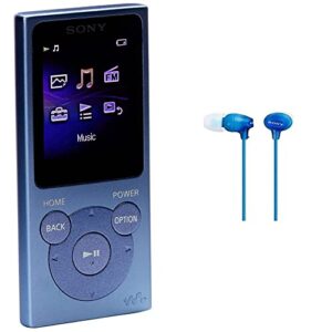 Sony NWE394L.CEW 8 GB Walkman MP3 Player with FM Radio - Blue & Sony Original In-Ear Headphones