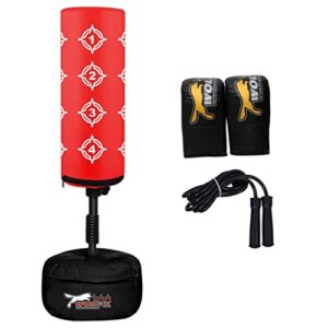 Wolfx Kids/Junior Boxing FREE STANDING Punch bag Set Freestanding Bag + Gloves - Punching Heavy Duty Adjustable Speed Reflex Training Bag Plus Boxing Gloves