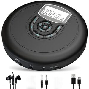 CD Player Portable with Speaker and Double Headphone Jacks