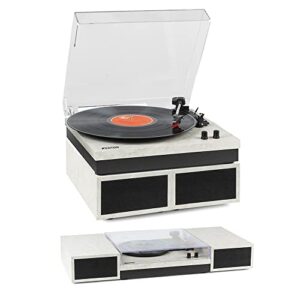 Fenton RP165M Record Player Turntable and Stereo Amplifier Speaker System with Bluetooth 3 Speed LP - Marble White Finish