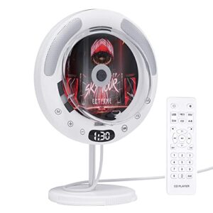 Fsjun 2022 New Stand & Wall Mounted CD Player Portable CD Player with Bluetooth Built-in High-fidelity Dual Speaker Support FM/USB/CD/AUX playback Pull Wire Switch Desig
