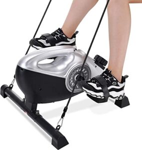 Mini Exercise Bike for Home Use Pedal Exerciser Under Desk Bike with Lcd Display 3-in-1 Foot Cycle Arm Leg Pedal Machine Adjustable Resistance Ideal for Seniors