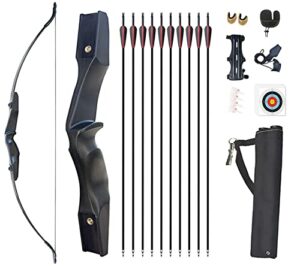Monleap Archery 53" Takedown Recurve Bow and Arrows Set for Adults Right Hand Longbow Kit Straight Bow for Beginner Shooting Practice 30 40lb