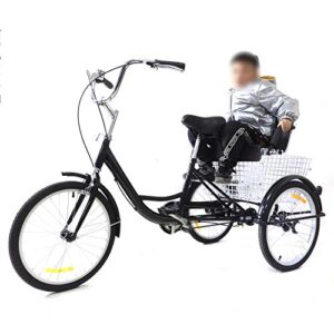 WSIKGHU Adult Tricycle 20 Inch 3 Wheeler With Child Seat Adult Cargo Tricycle Cruising Bike Tricycle