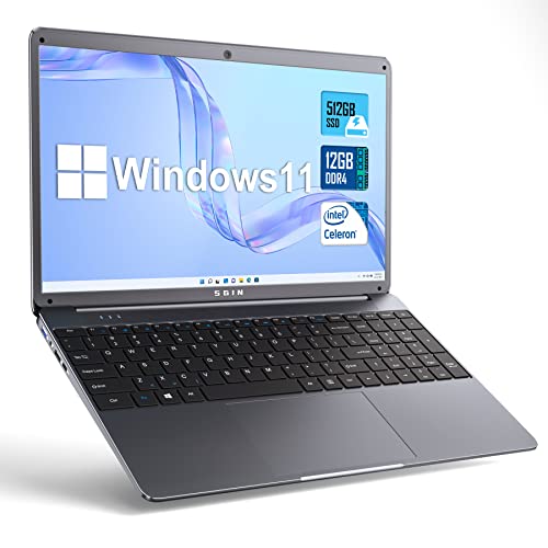 SGIN 15.6 Inch Laptop Windows 11 12GB DDR4 512GB SSD (TF 512GB)