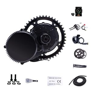 DERUIZ Mid Motor Electric bike Conversion Kit 36V BBS01B 250W BBS02B 500W 48V 750W BBS03B BBSHD 52v 1000W Ebike kits Mid drive Motor with Battery and Display for MTB City Bike
