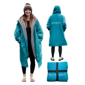 Adult Waterproof Changing Robe with Super Soft Fleece Lining - Waterproof Windproof Oversized Coat for Changing -Swimming and Watersports. Comes with Compression Straps