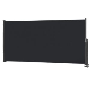 NAIZY Side Awning 100x300cm Balcony Privacy Screen Extendable Vertical Awning 100% Polyester & Aluminium Stand Opaque UV Protection Side Blind with Handle for Balcony and Patio