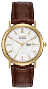 Citizen Men's Eco-Drive Gold-Tone Leather Watch BM8242-08A
