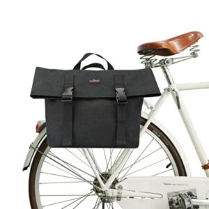 TOURBON Nylon Double Pannier Bags for Bicycles Waterproof Bike Messenger Bag Detachable Trunk Rear Carrier Black