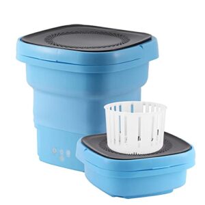 Mini Foldable Washing Machine Portable Washing Machine 4.5L Ultrasonic Cleaning Blue Ray sterilization Automatic Washer with Spin Dryer For Washing Underwear (Blue)