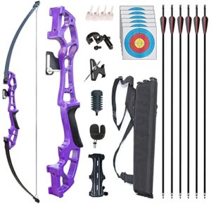 Monleap Archery Recurve Bow and Arrows Set for Adults Metal Riser 51" Longbow Kit Right Hand Straight Bow for Beginner Outdoor Hunting Shooting Practice
